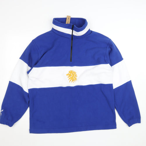 Y1 Custom Mens Blue Fleece 1/4 Zip Rugby Sweatshirt M