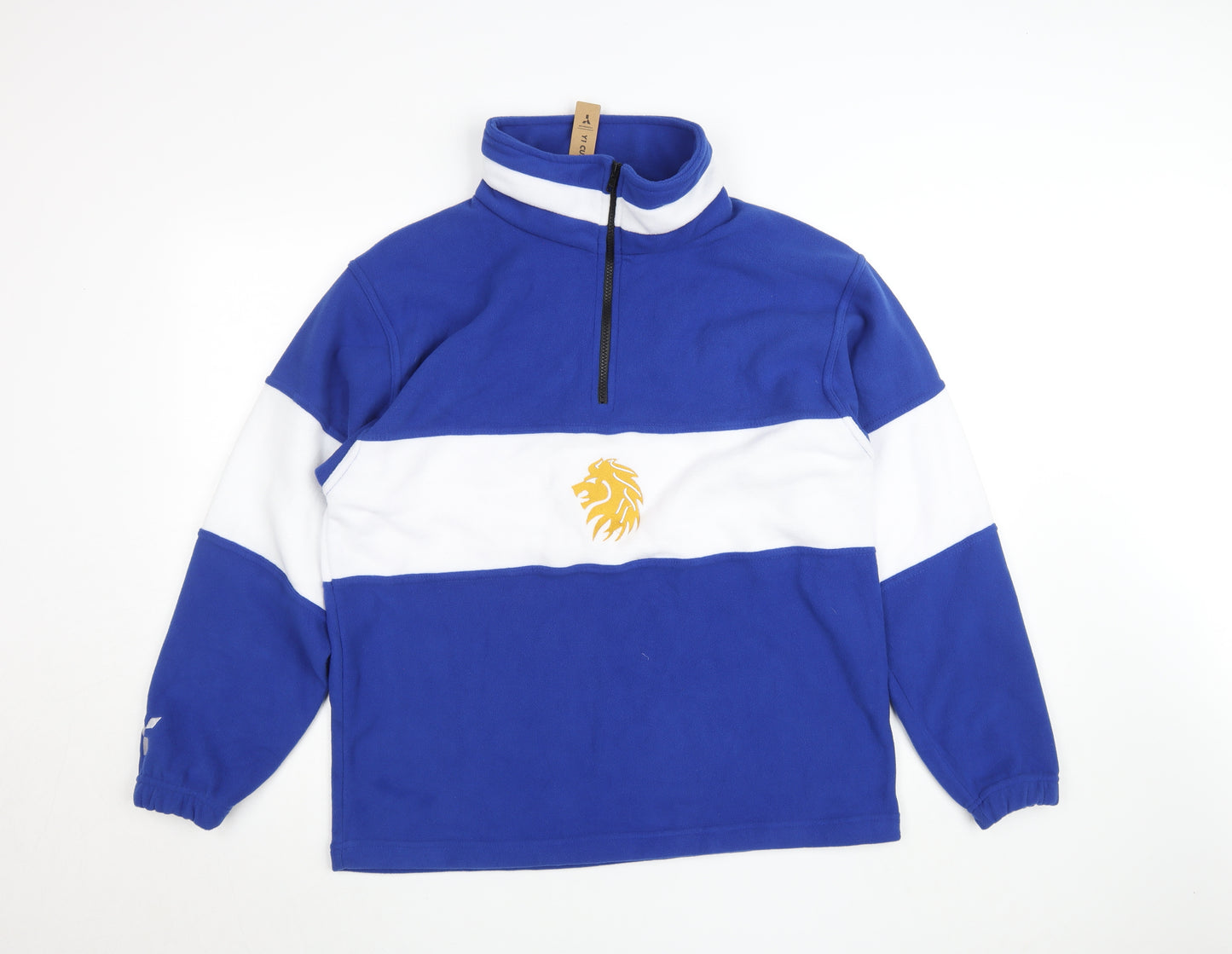 Y1 Custom Mens Blue Fleece 1/4 Zip Rugby Sweatshirt M