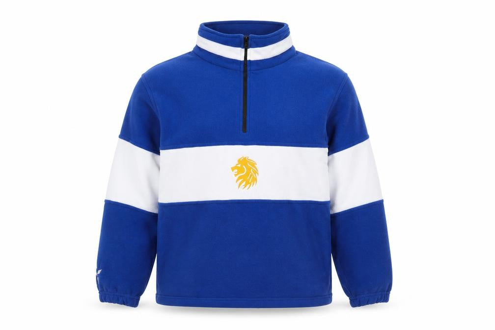 Y1 Custom Mens Blue Fleece 1/4 Zip Rugby Sweatshirt M