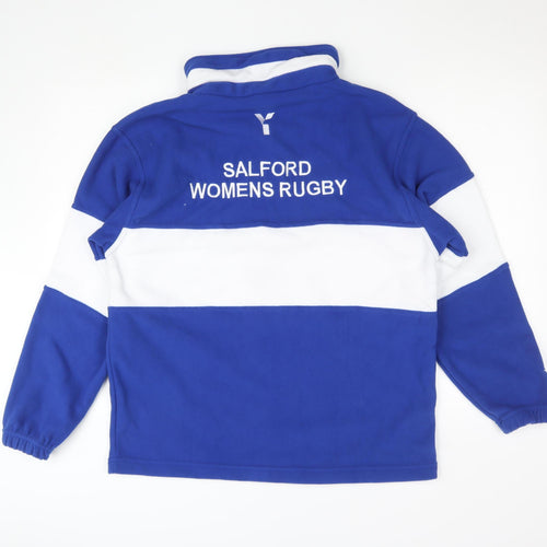 Y1 Custom Mens Blue Fleece 1/4 Zip Rugby Sweatshirt M
