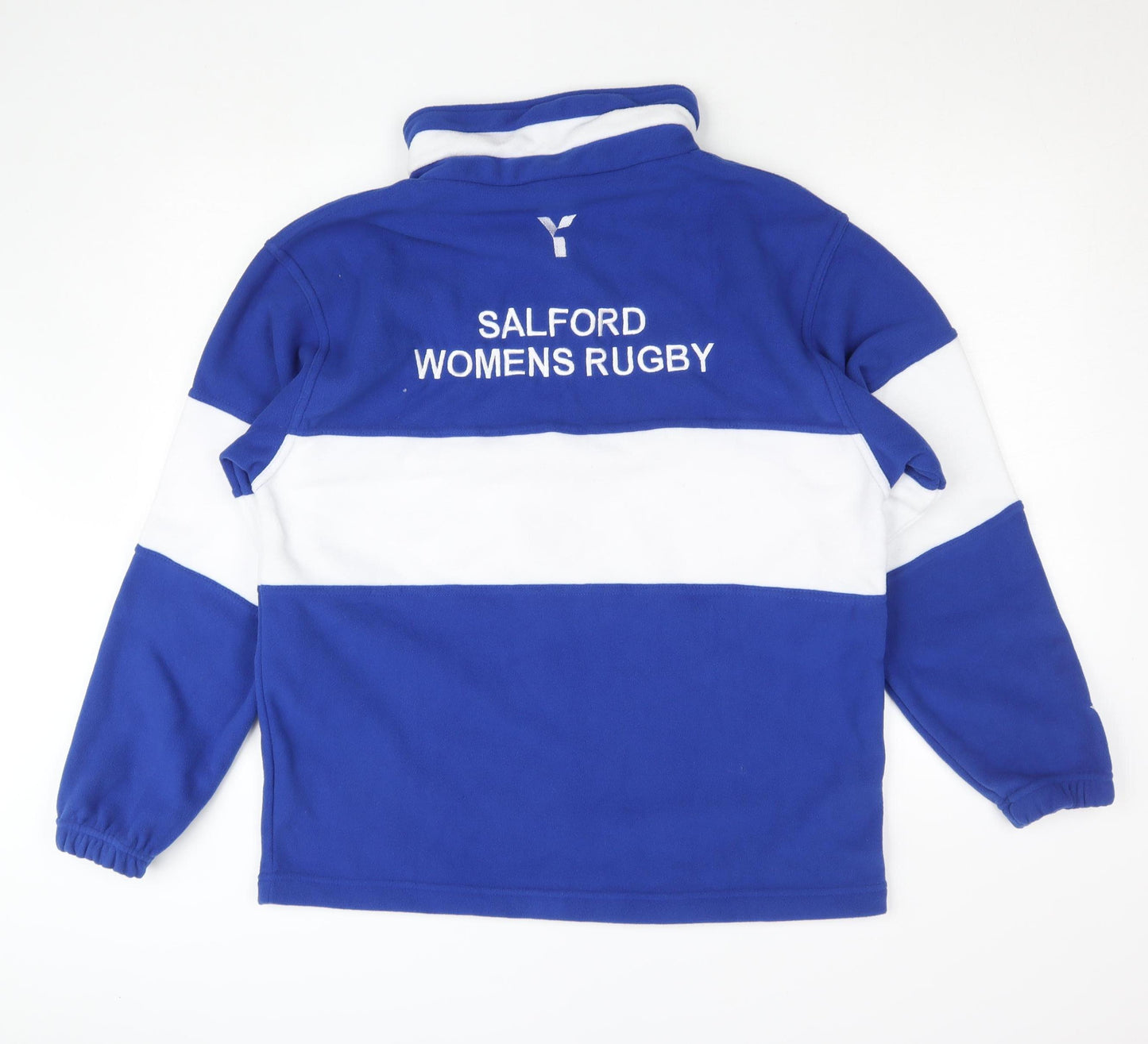 Y1 Custom Mens Blue Fleece 1/4 Zip Rugby Sweatshirt M