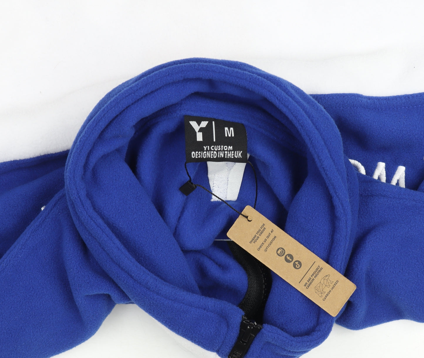 Y1 Custom Mens Blue Fleece 1/4 Zip Rugby Sweatshirt M