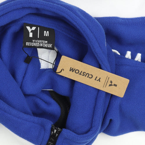 Y1 Custom Mens Blue Fleece 1/4 Zip Rugby Sweatshirt M