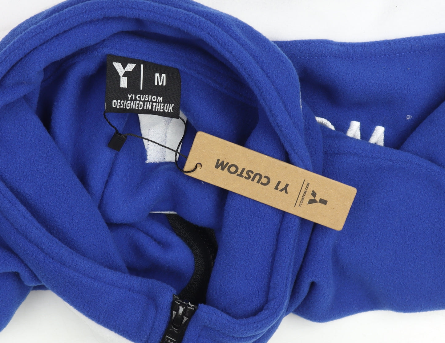 Y1 Custom Mens Blue Fleece 1/4 Zip Rugby Sweatshirt M