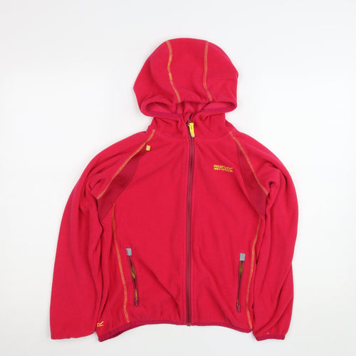 Regatta Teens Red Fleece Full Zip Hooded Activewear Top Size 158
