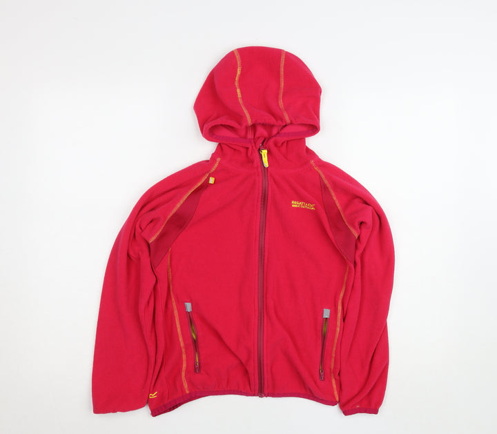Regatta Teens Red Fleece Full Zip Hooded Activewear Top Size 158