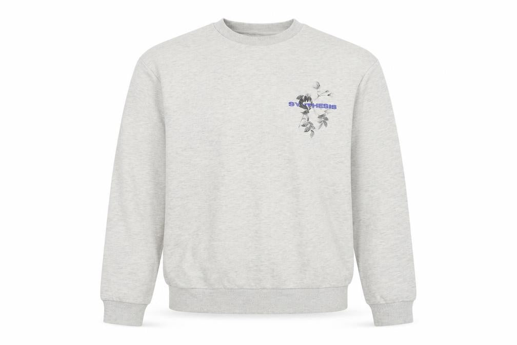 Front view of River Island Women’s Grey Floral Graphic Pullover Sweatshirt, size S