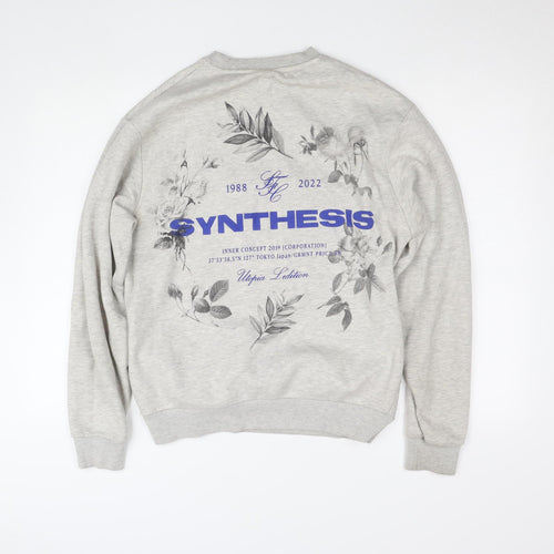 River Island Women’s Grey Floral Graphic Pullover Sweatshirt Size S