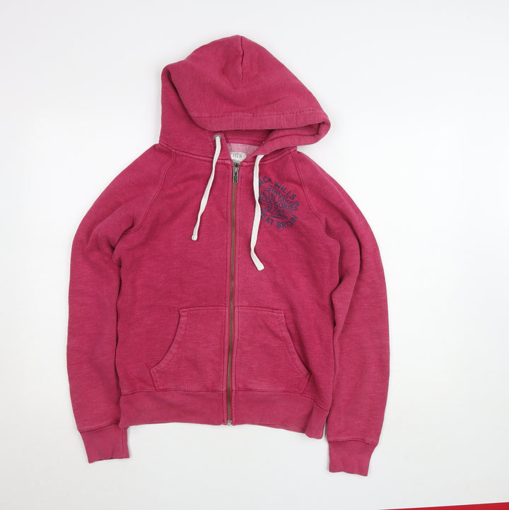 Jack Wills Womens Pink Full Zip Hoodie UK 10 Cotton Blend Casual