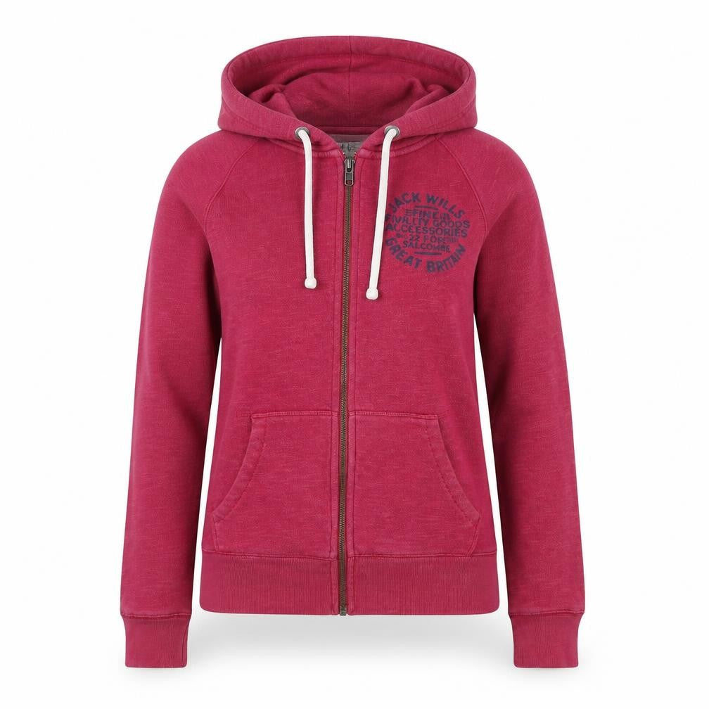 Jack Wills Womens Pink Full Zip Hoodie UK 10 Cotton Blend Casual