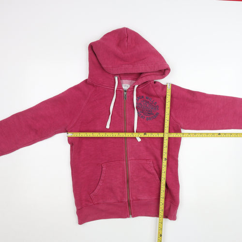 Jack Wills Womens Pink Full Zip Hoodie UK 10 Cotton Blend Casual