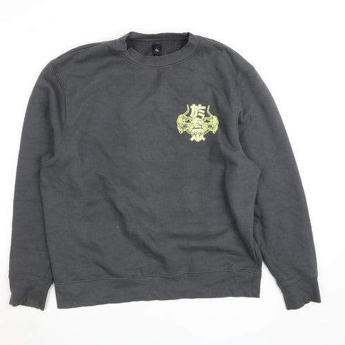 River Island Men’s Grey Graphic Tiger Pullover Sweatshirt L