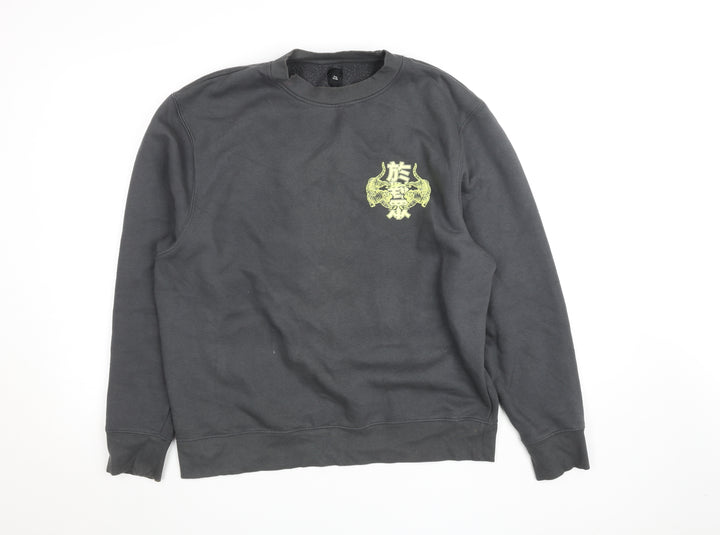 River Island Men’s Grey Graphic Tiger Pullover Sweatshirt L
