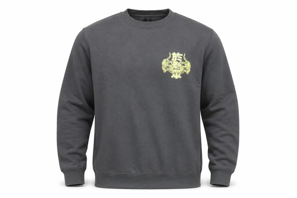 Front view of River Island Men’s Grey Graphic Tiger Pullover Sweatshirt L
