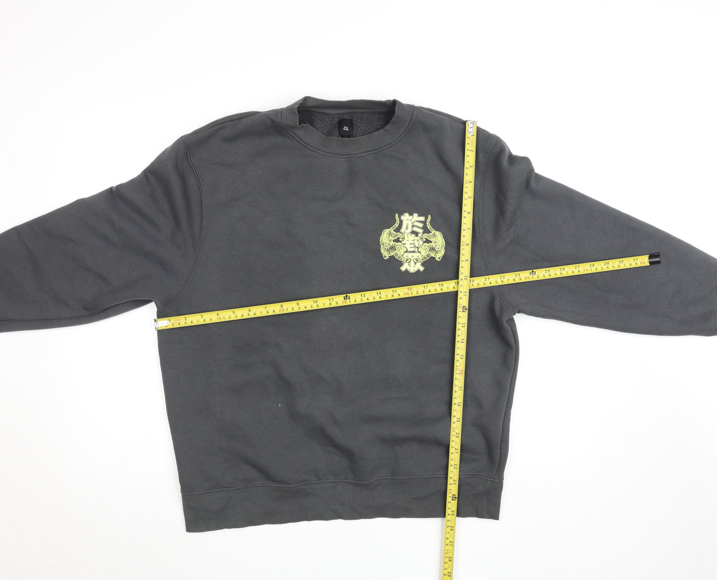 River Island Men’s Grey Graphic Tiger Pullover Sweatshirt L
