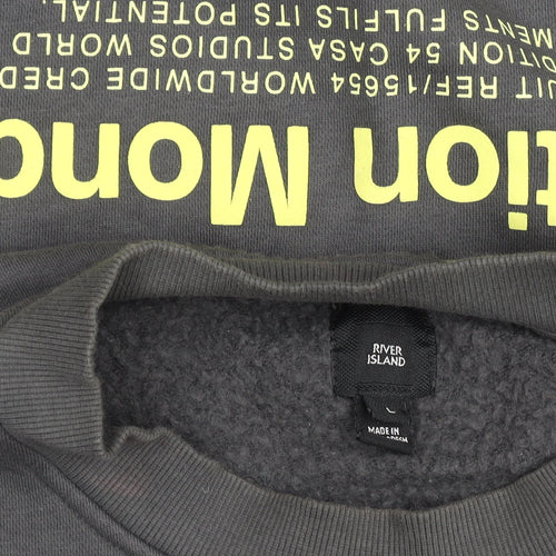 River Island Men’s Grey Graphic Tiger Pullover Sweatshirt L