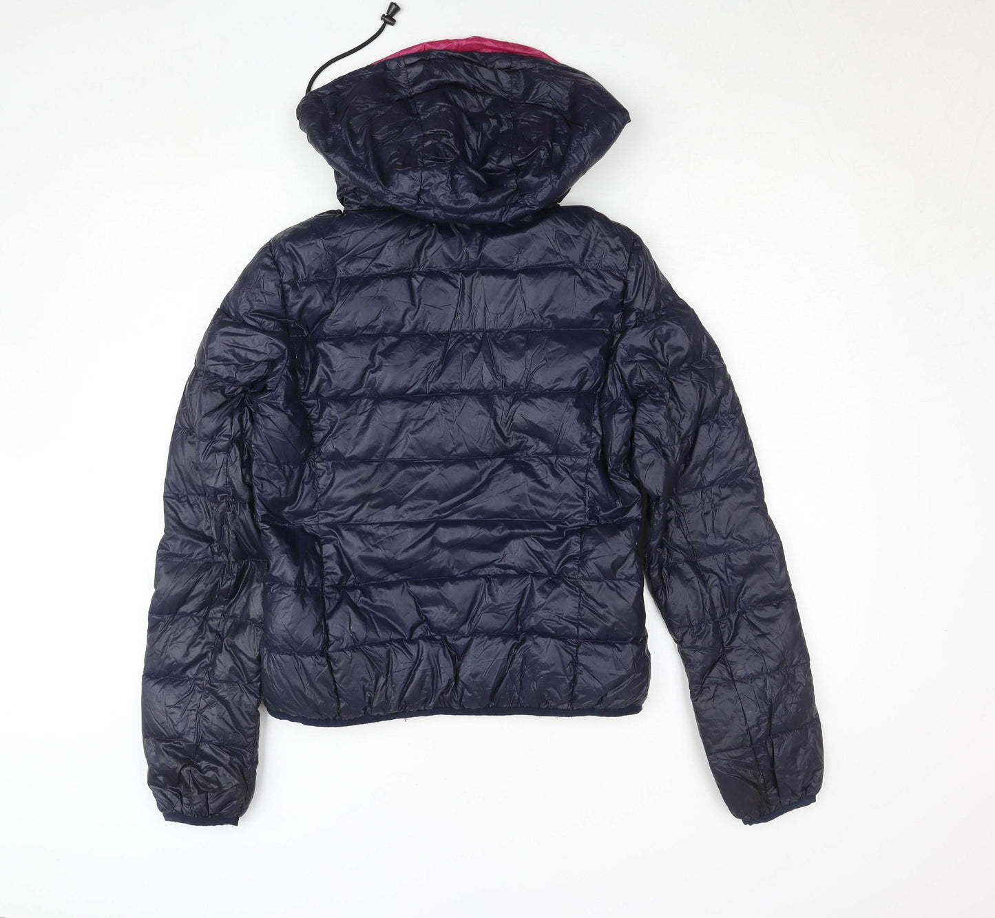 Zara Women Blue L Puffer Jacket Hooded Down Lightweight Warm Wear