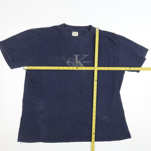 Calvin Klein Jeans Men's Blue 2XL Vintage Logo Cotton T-Shirt