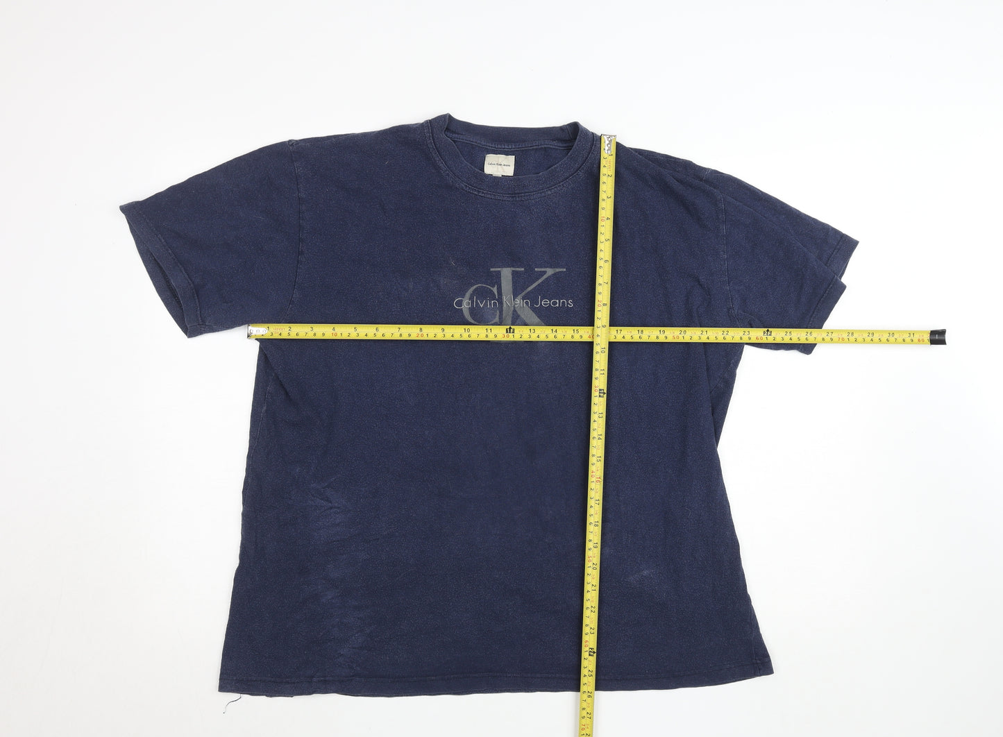 Calvin Klein Jeans Men's Blue 2XL Vintage Logo Cotton T-Shirt