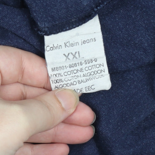 Calvin Klein Jeans Men's Blue 2XL Vintage Logo Cotton T-Shirt