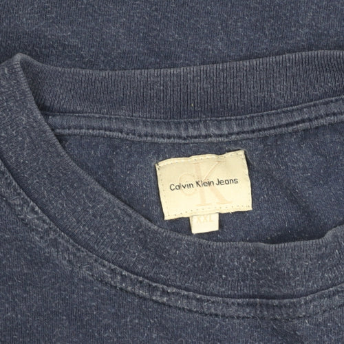 Calvin Klein Jeans Men's Blue 2XL Vintage Logo Cotton T-Shirt