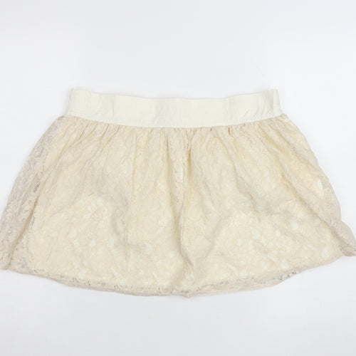 Farrell & Brown Women's Ivory Lace Bubble Hem Short Skirt L