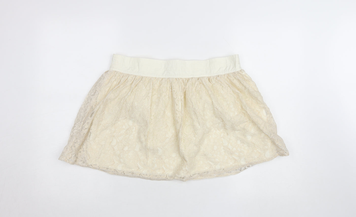 Farrell & Brown Women's Ivory Lace Bubble Hem Short Skirt L