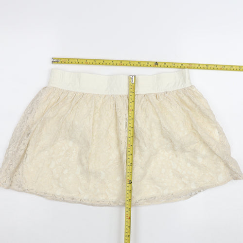 Farrell & Brown Women's Ivory Lace Bubble Hem Short Skirt L