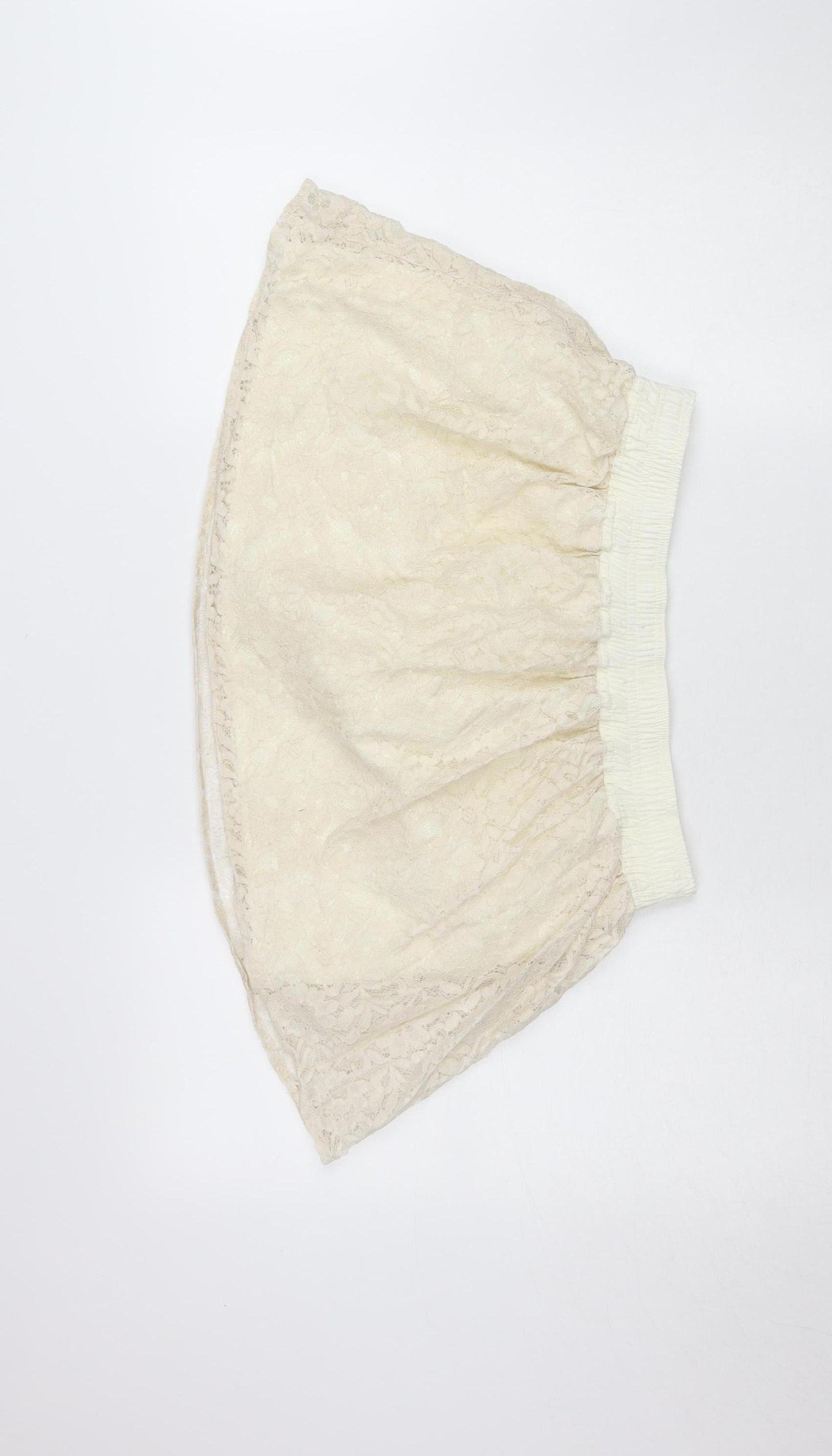 Farrell & Brown Women's Ivory Lace Bubble Hem Short Skirt L