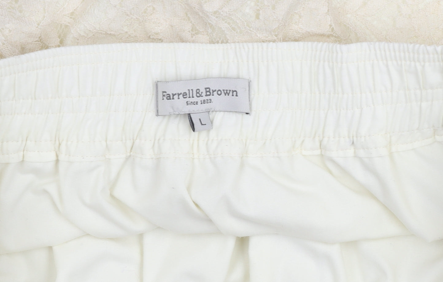 Farrell & Brown Women's Ivory Lace Bubble Hem Short Skirt L