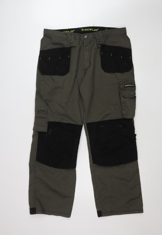 Dunlop Men's Green Cargo Work Trousers W38 L32 Regular Fit