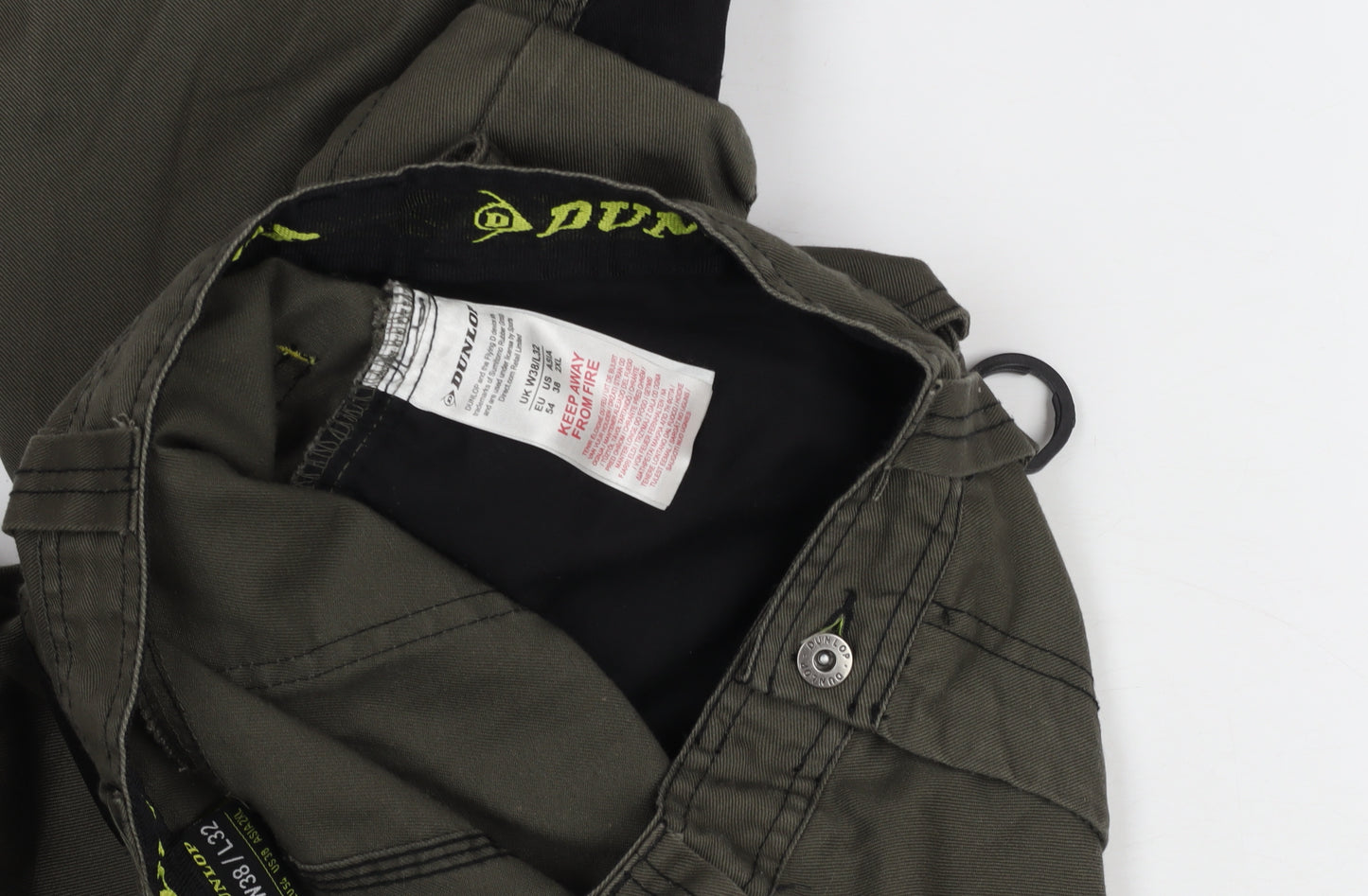 Dunlop Men's Green Cargo Work Trousers W38 L32 Regular Fit