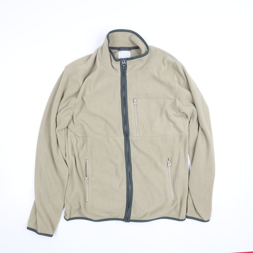 ONLY & SONS Men's Beige Fleece Full Zip Jacket Size L Regular Fit
