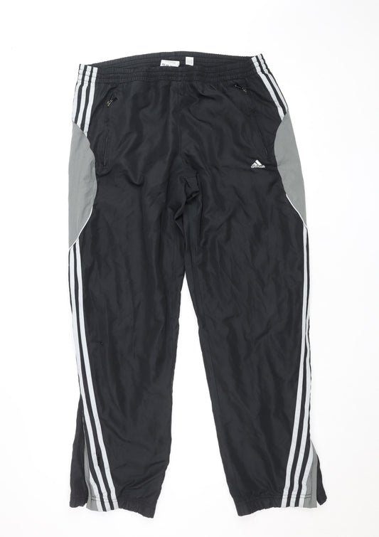 Adidas Men's Black M Track Pants Lightweight Zip Pocket Side Stripe