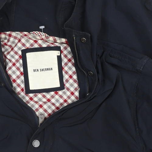 Ben Sherman Men's Blue XS Parka Jacket Hooded Waterproof Cotton Lined