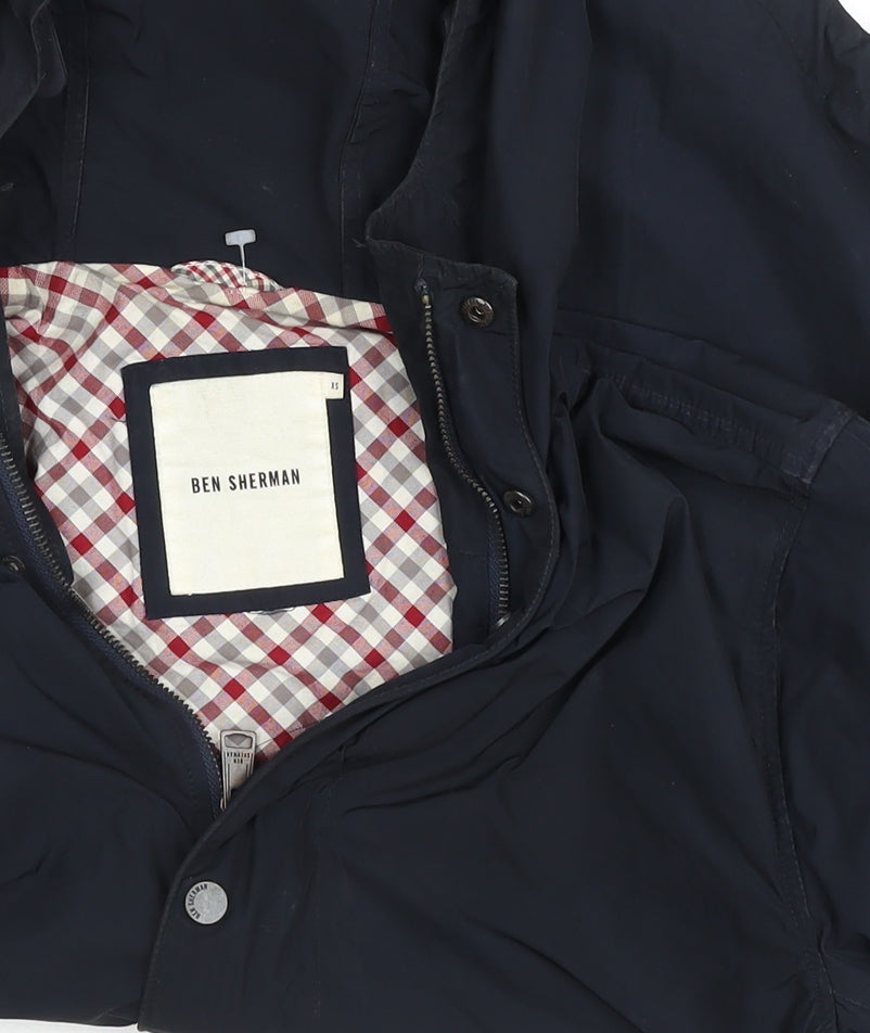 Ben Sherman Men's Blue XS Parka Jacket Hooded Waterproof Cotton Lined