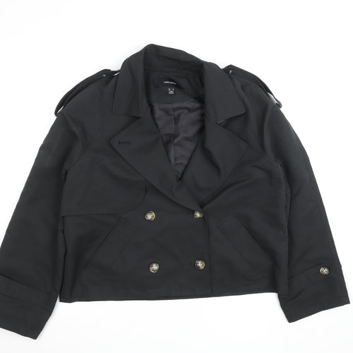 Vero Moda Women's Black Cropped Pea Coat Jacket Size 12