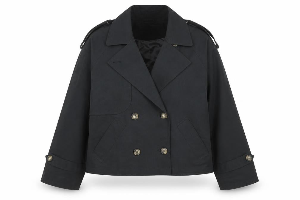 Front view of Vero Moda Women's Black Cropped Pea Coat Jacket, size 12