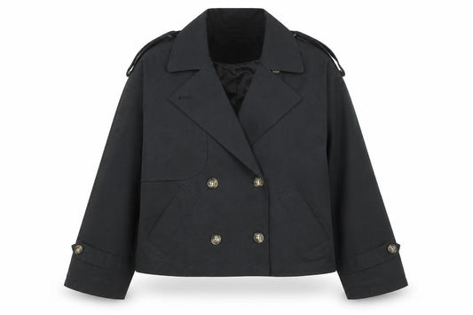 Front view of Vero Moda Women's Black Cropped Pea Coat Jacket, size 12