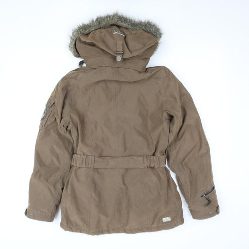 G.I.G.A. DX by Killtec Women's Brown Parka Jacket Size 10 Hooded Belted