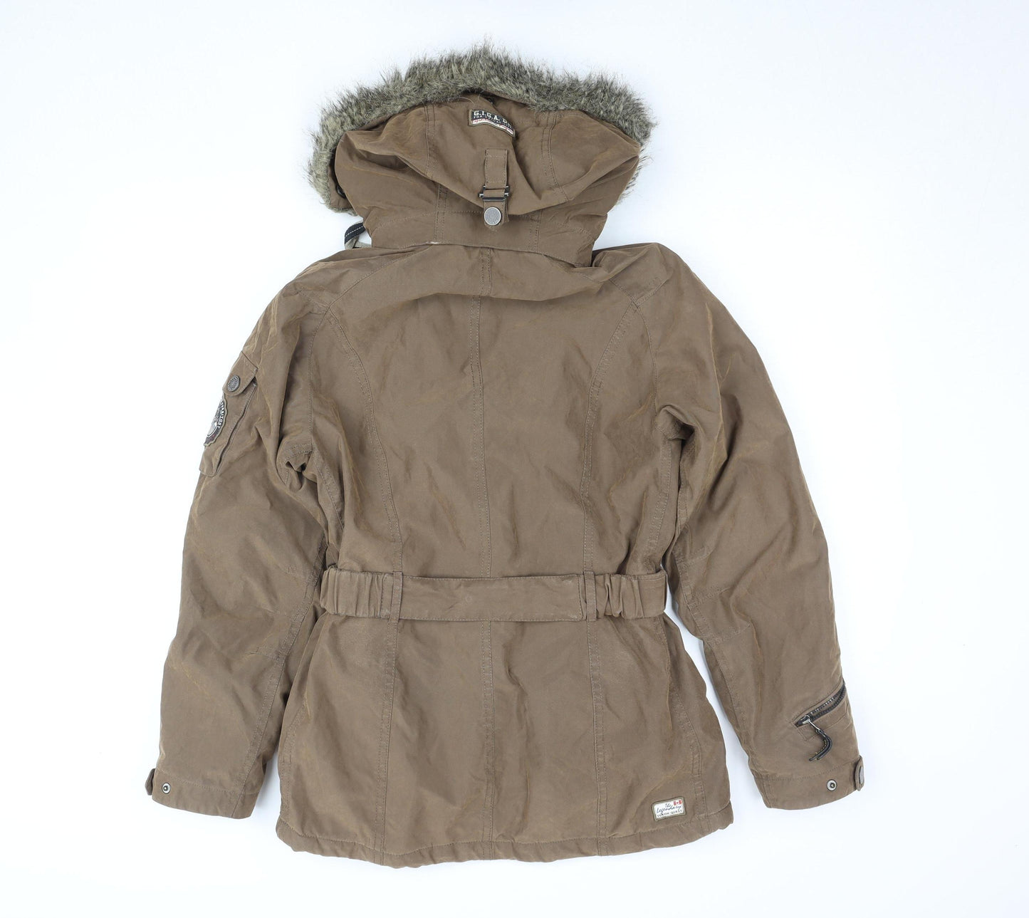 G.I.G.A. DX by Killtec Women's Brown Parka Jacket Size 10 Hooded Belted