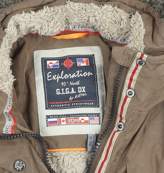 G.I.G.A. DX by Killtec Women's Brown Parka Jacket Size 10 Hooded Belted