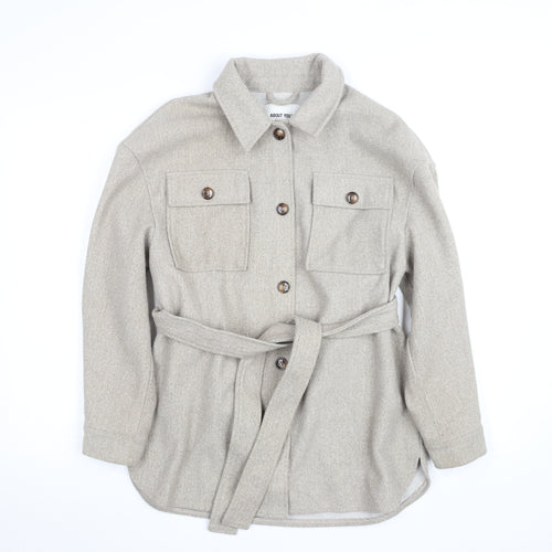 ABOUT YOU Women’s Beige Belted Twill Jacket Size 10 Regular Fit