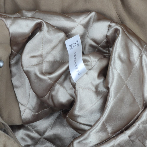 Debenhams Women Beige Faux Suede Faux Fur Hooded Parka Coat Size 12