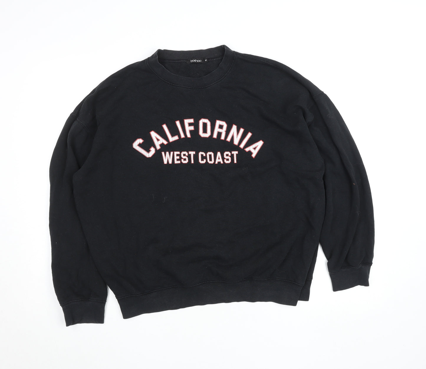Boohoo Womens Black California West Coast Pullover Sweatshirt M
