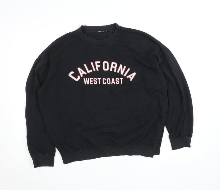 Boohoo Womens Black California West Coast Pullover Sweatshirt M