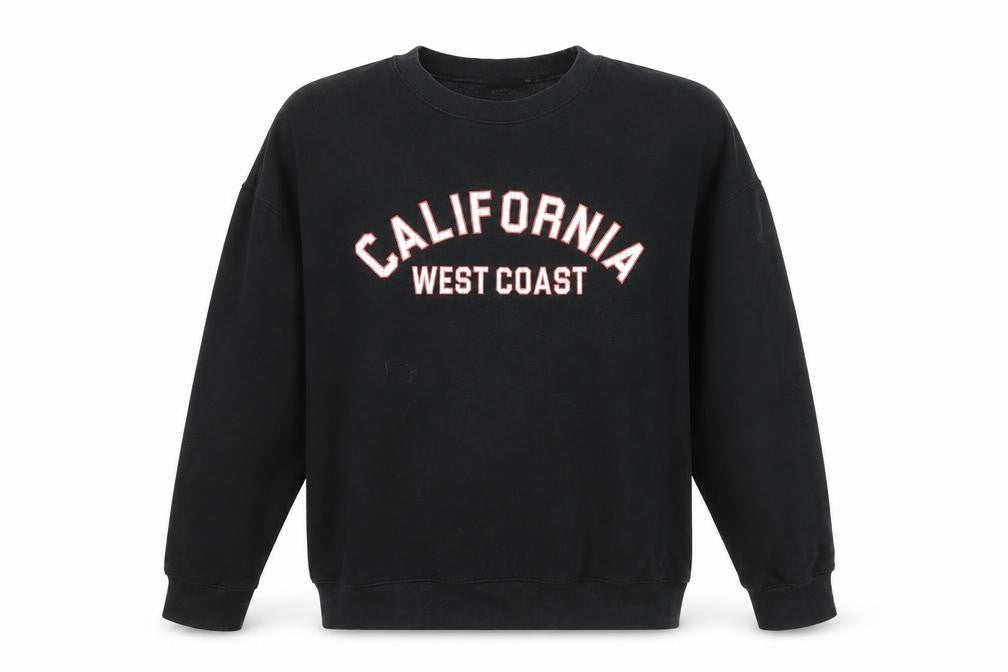 Front view of Boohoo women’s black california west coast pullover sweatshirt m