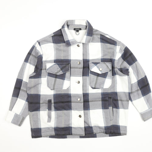 Rising Womens Blue Check Flannel Shacket Jacket Size S