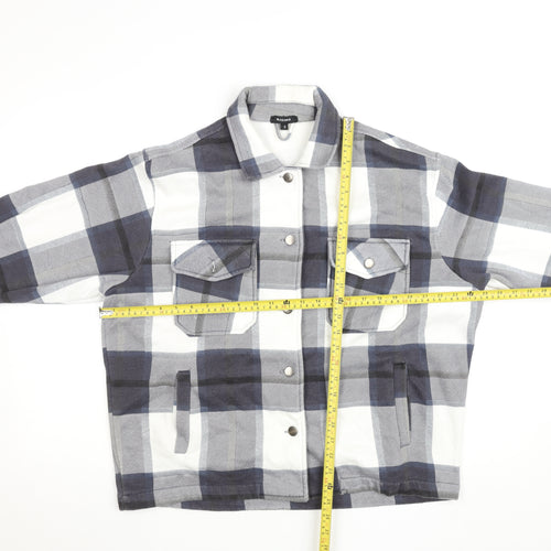 Rising Womens Blue Check Flannel Shacket Jacket Size S