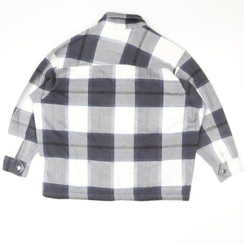 Rising Womens Blue Check Flannel Shacket Jacket Size S